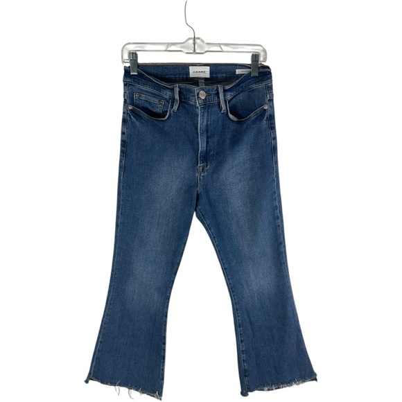 Frame Denim Le Crop Samson Flare Jean Women's Blue Size 29 - Picture 2 of 8